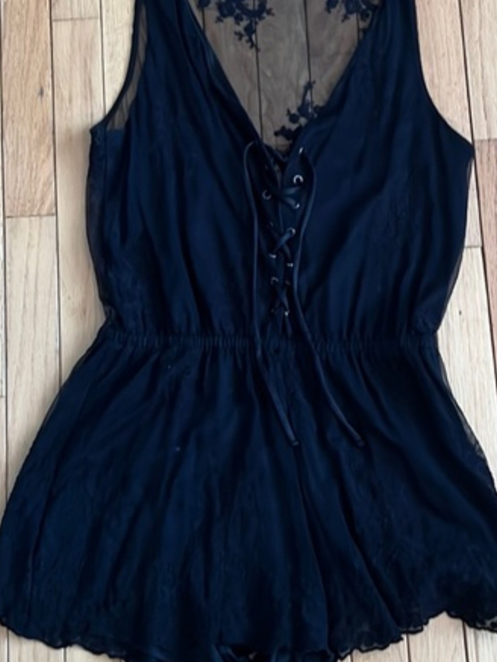 Black Express Lace-Back Romper - Sleeveless One-Piece